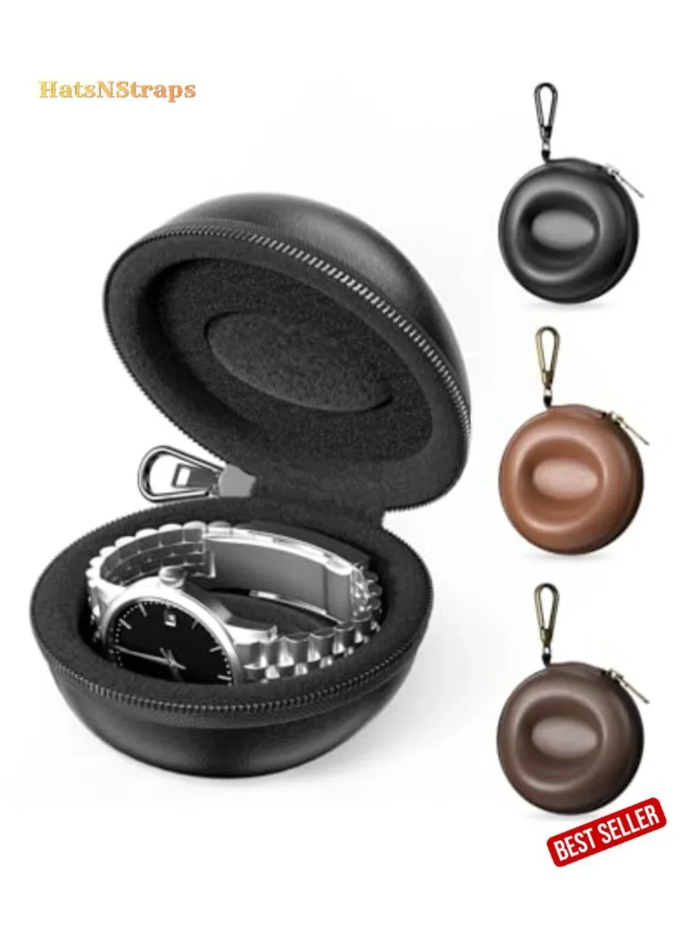 Single Watch Travel Case EVA Hard Shell with Carabiner Clip